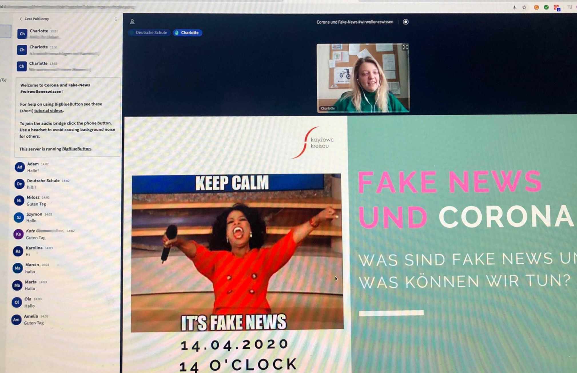 Webinar „Fake news und corona” - 14.04.2020, online (Impressionen)