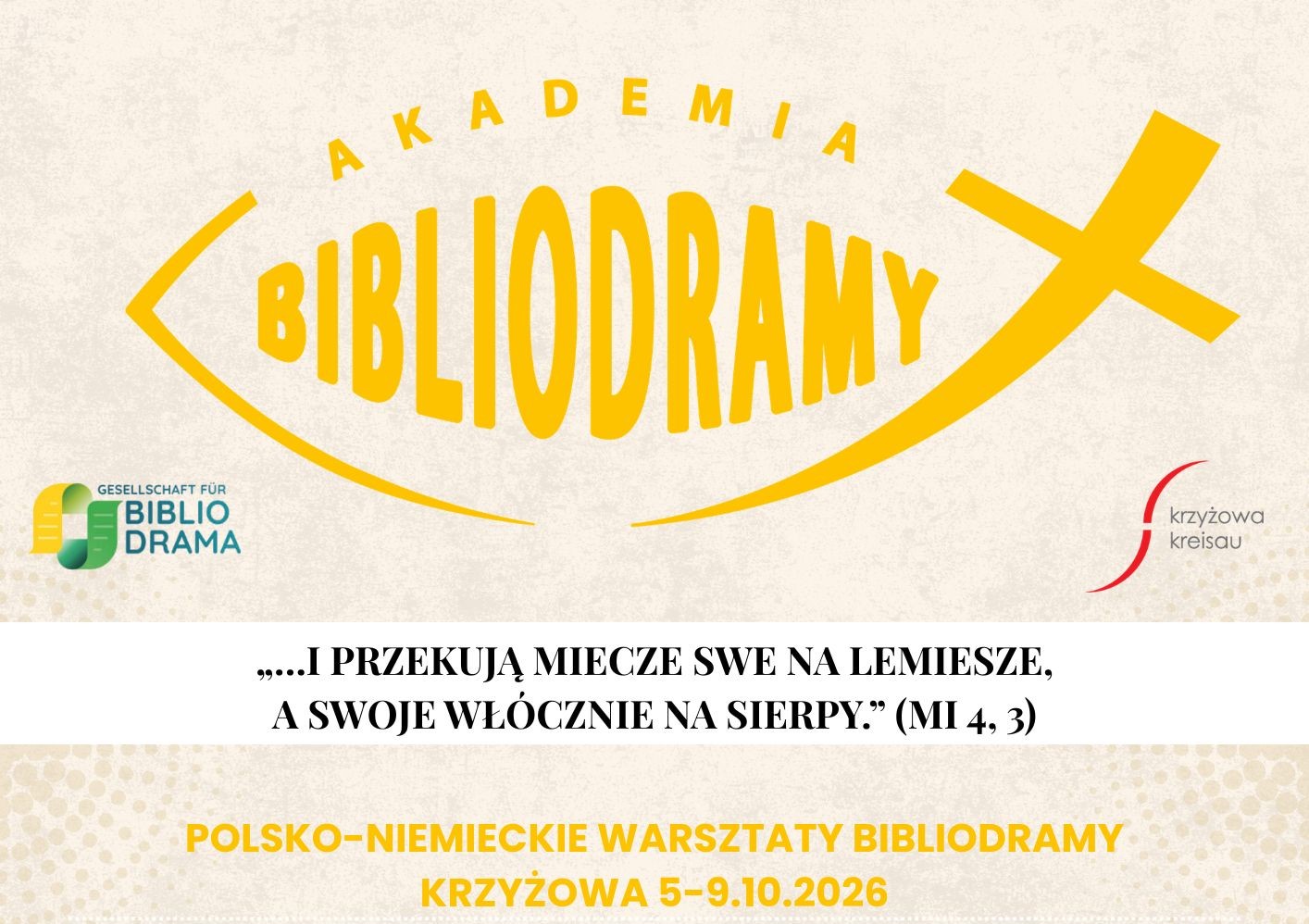 Zaproszenie: Polsko-Niemieckie Warsztaty Bibliodramy „Pojednanie” w Krzyżowej (5–9.10.2026)